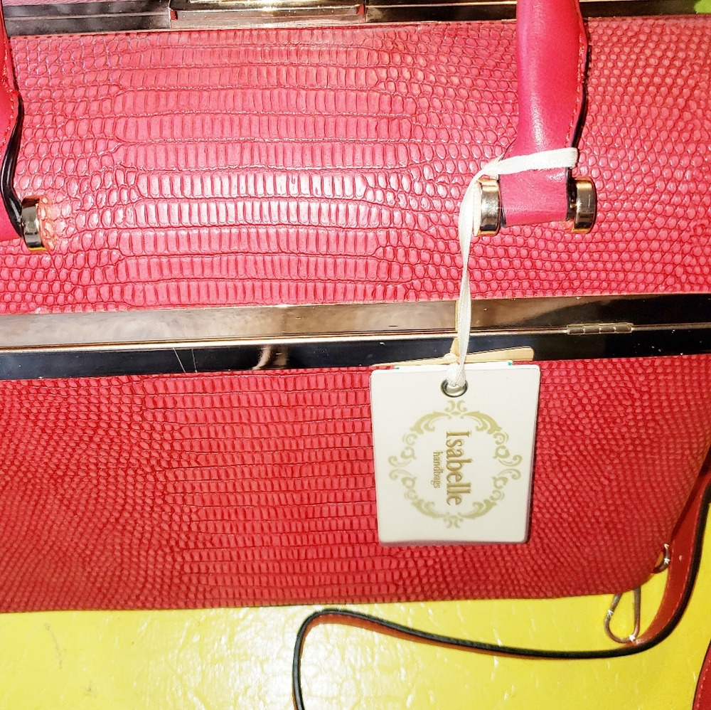 Red Faux Croc-leather Train Makeup Case